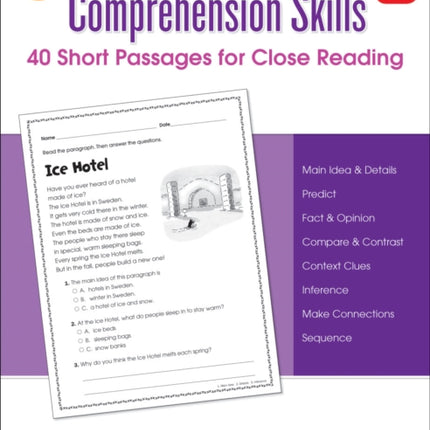 Comprehension Skills: 40 Short Passages for Close Reading: Grade 1