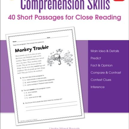 Comprehension Skills: 40 Short Passages for Close Reading: Grade 3