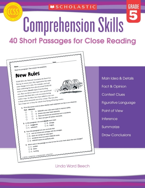 Comprehension Skills: 40 Short Passages for Close Reading: Grade 5