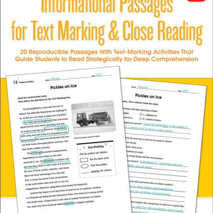 Informational Passages for Text Marking & Close Reading: Grade 4: 20 Reproducible Passages with Text-Marking Activities That Guide Students to Read Strategically for Deep Comprehension