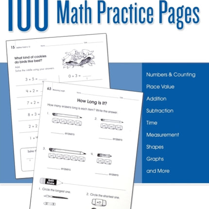 100 Math Practice Pages: Grade 1