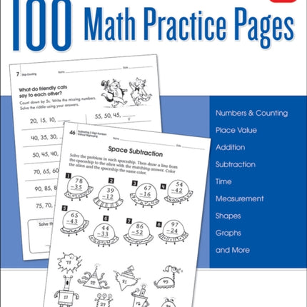 100 Math Practice Pages: Grade 2