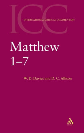 Matthew 17 Volume 1 International Critical