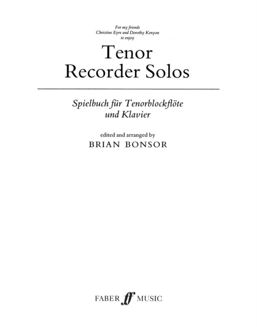 Tenor Recorder Solos