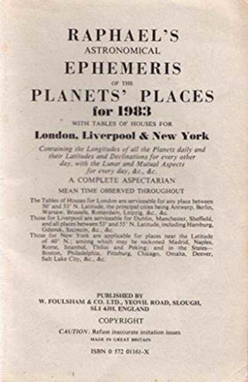 Raphael's Astronomical Ephemeris of the Planets' Places: 1983