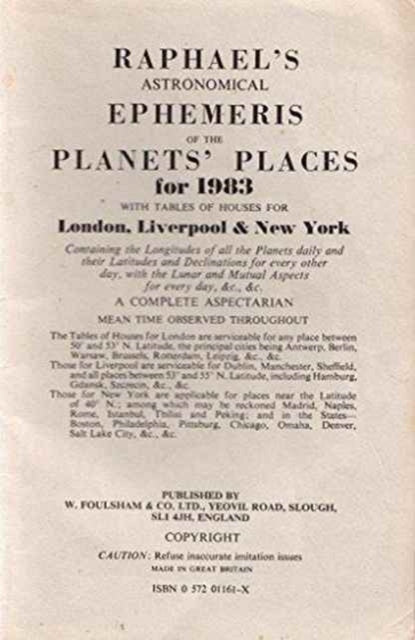 Raphael's Astronomical Ephemeris of the Planets' Places: 1983