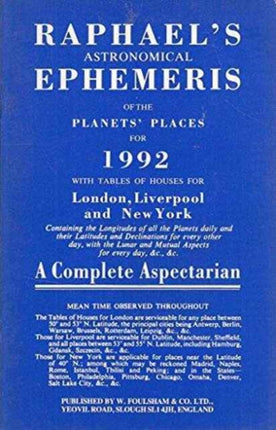 Raphael's Astronomical Ephemeris of the Planets' Places: 1992