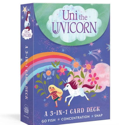 Uni the Unicorn 3-in-1 Card Deck: Card games include Crazy Eights, Concentration, and Snap