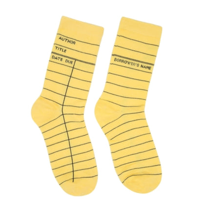 Library Card Yellow Socks  Large