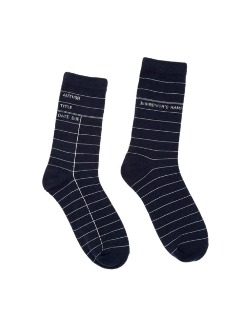 Library Card Navy Socks  Small