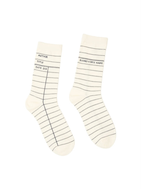 Library Card White Socks  Small