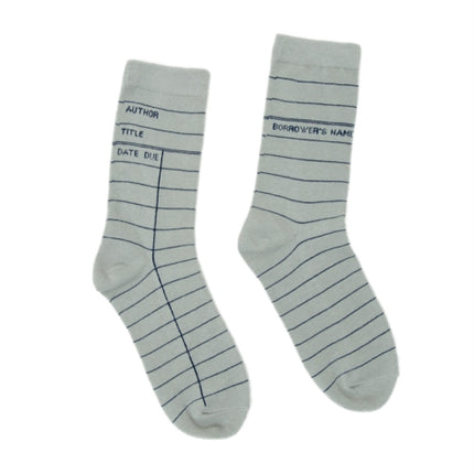 Library Card Light Gray Socks  Small