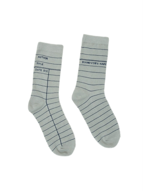 Library Card Light Gray Socks  Small