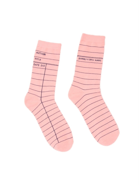 Library Card Pink Socks  Large