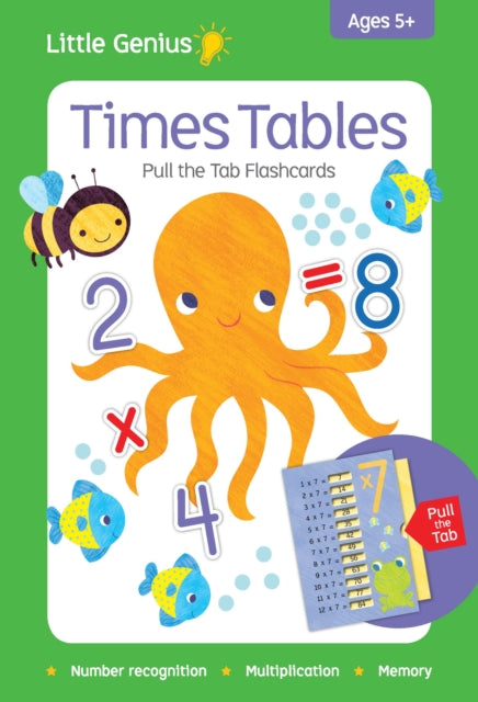 LAKE PRESS Little Genius Pull the Tab Times Tables Childrens Educational Flash Cards