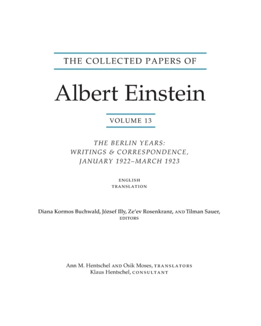 The Collected Papers of Albert Einstein, Volume 13: The Berlin Years: Writings & Correspondence, January 1922 - March 1923 (English Translation Supplement)