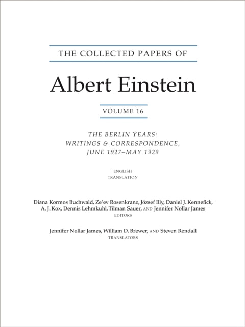 The Collected Papers of Albert Einstein, Volume 16 (Translation Supplement): The Berlin Years / Writings & Correspondence / June 1927–May 1929