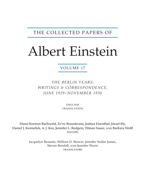 The Collected Papers of Albert Einstein Volume 17 Translation Supplement