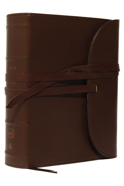 NKJV, Journal the Word Bible, Large Print, Premium Leather, Brown, Red Letter: Reflect on Your Favorite Verses