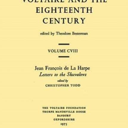 Jean Fran231ois de la Harpe Letters to the