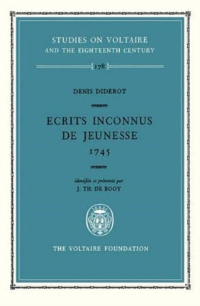 Denis Diderot Ecrits Inconnus de Jeunesse 1745