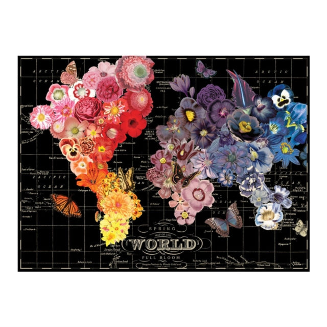 Galison Full Bloom World Map Puzzle  Wendy Gold Butterfly Migration Puzzle 1000 Pieces 20 x 27  Vibrantly Illustrated Image of Butterflies Over a World Map  Thick Sturdy Pieces