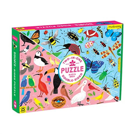 Mudpuppy Bugs and Birds DoubleSided Puzzle 100 Pieces 22 x 165  Perfect Family Puzzle for Ages 6  Colorful Illustrations of Birds on One Side and Bugs on the Other Multicolor 0735363749