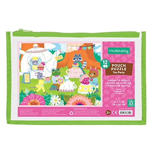 Mudpuppy Tea Party Pouch Puzzle 12Pieces 14 x 11 Jigsaw Puzzle for Kids with ExtraThick Pieces Includes a Reusable Zippered Pouch Ideal for Traveling