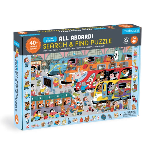 All Aboard Train Station 64 Piece Search  Find Puzzle