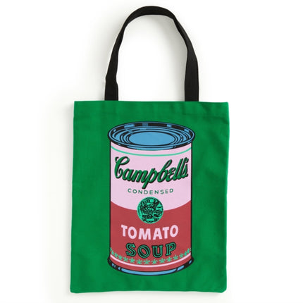 Warhol Soup Can Canvas Tote Bag  Green