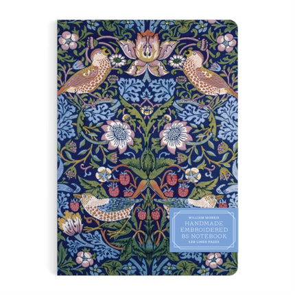 William Morris Strawberry Thief Handmade Embroidered B5 Journal