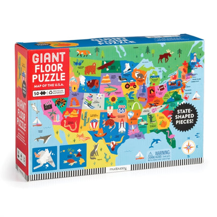 Map of the U.S.A. 48 Piece Giant Floor Puzzle
