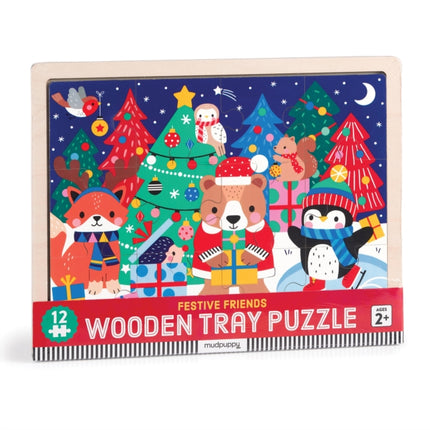 Christmas 12 Piece Wooden Tray Puzzle