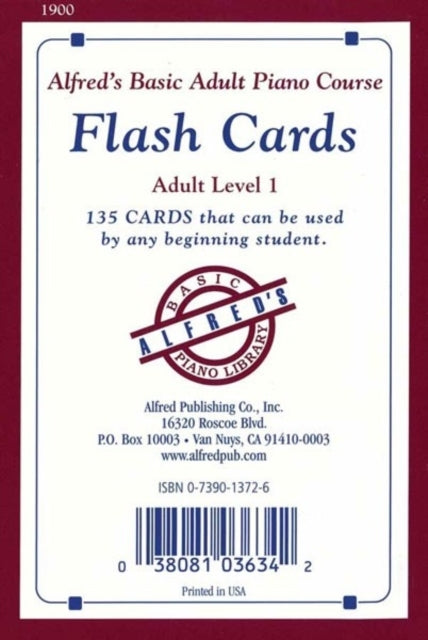 AlfredS Basic Adult Piano Course 1 Flash Cards Level 1 Flash Cards