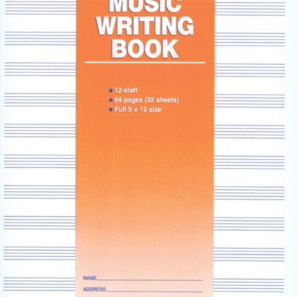 12 Stave Music Writing Book 9 x 12 SpiralBound