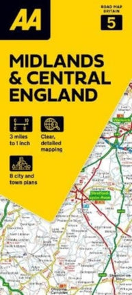 AA Road Map Midlands  Central England