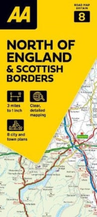 AA Road Map North of England  Scottish Borders