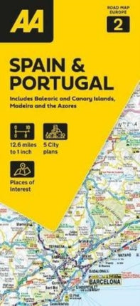 AA Road Map Spain  Portugal