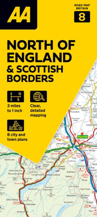 AA Road Map North of England  Scottish Borders