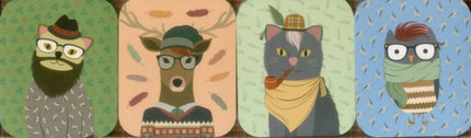 Pocket Note Set of 4 Mini Pads Hipster Animals