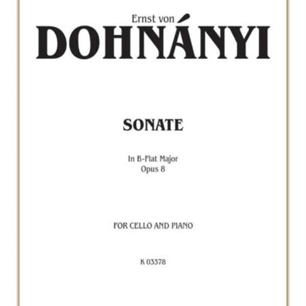 Dohnnyi Cello Sonata in Bb Major Op8 Cello  Piano