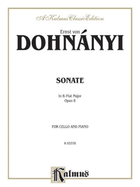 Dohnnyi Cello Sonata in Bb Major Op8 Cello  Piano