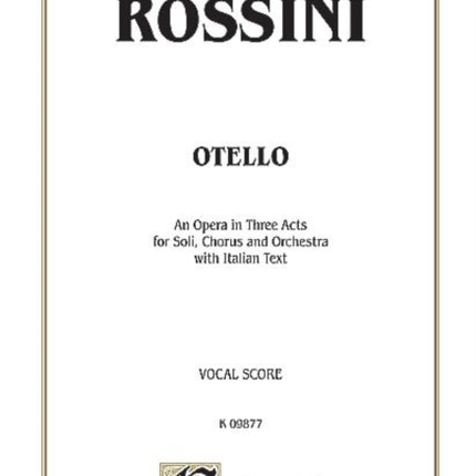 Otello Italian Language Edition Comb Bound Vocal Score Kalmus Edition