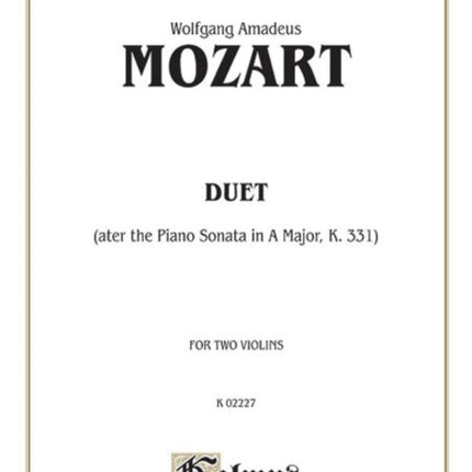 Duet After the Piano Sonata in a Major K 331 Kalmus Edition