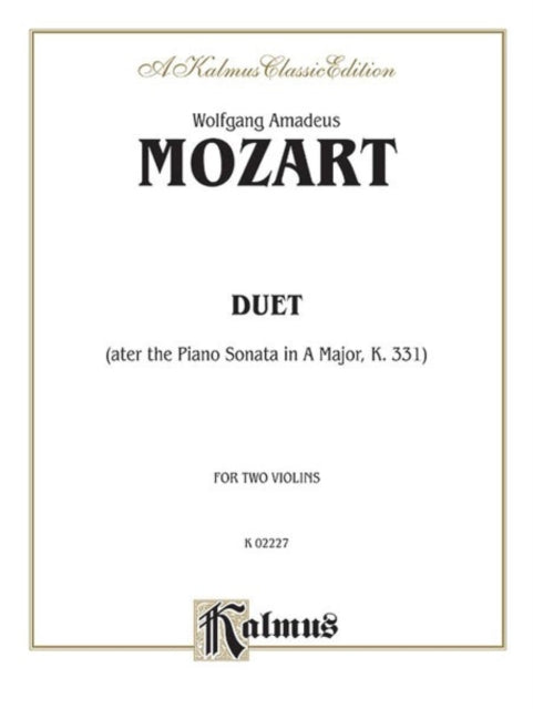 Duet After the Piano Sonata in a Major K 331 Kalmus Edition