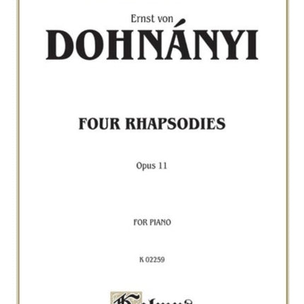 4 Rhapsodies Op 11 Kalmus Edition