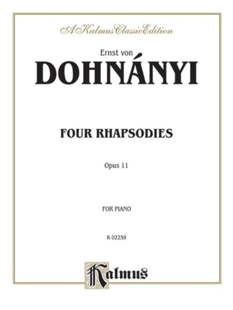 4 Rhapsodies Op 11 Kalmus Edition