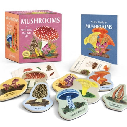 Mushrooms A Wooden Magnet Set