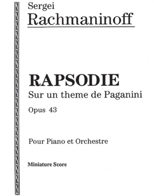 Rhapsodie Op 43 Rhapsody on a Theme of Paganini for Piano  Orchestra Miniature Score Belwin Edition