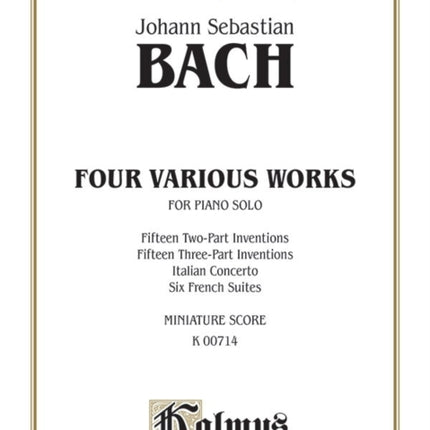 Bach 2 and 3 Pt InvFrSuites Comb Bound Miniature Score Kalmus Edition